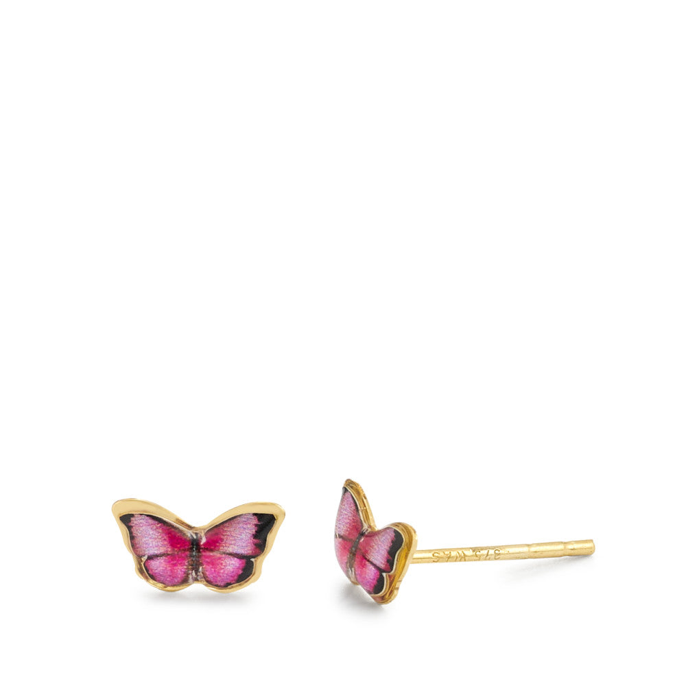 Schmetterling high quality Ohrstecker, 7x8mm, pink-lila, 9Kt GOLD