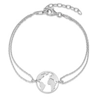 Armband Silber rhodiniert Weltkugel 16-19 cm verstellbar