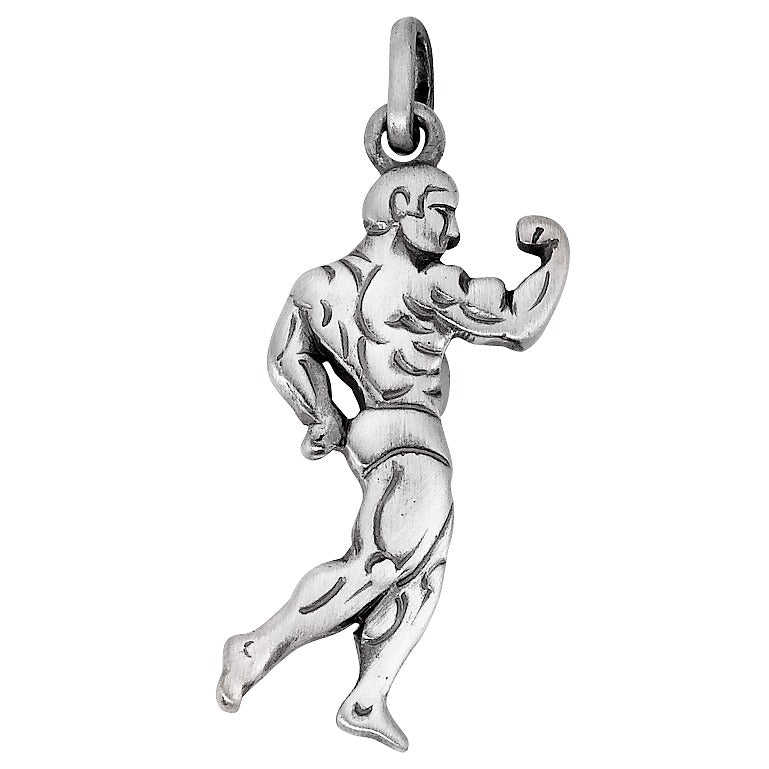 Anhänger Silber patiniert Bodybuilding