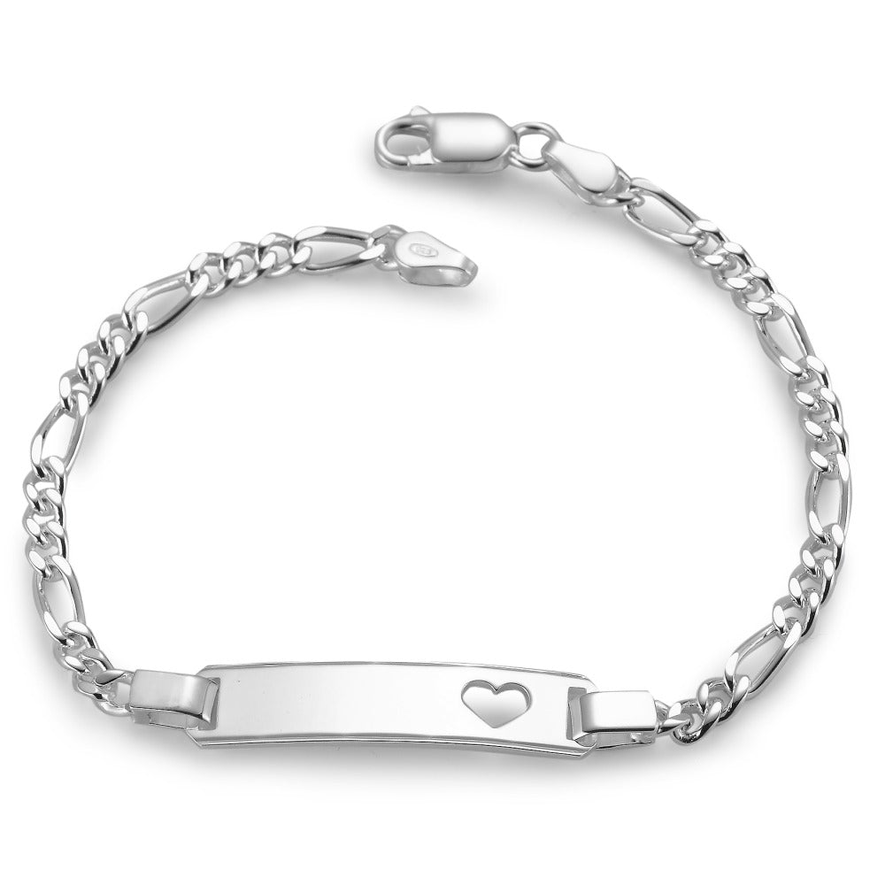 Figaro-Gravurarmband Silber Herz