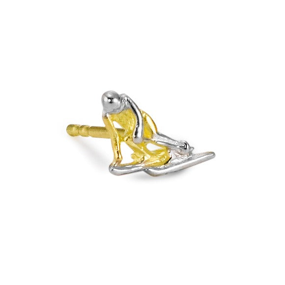 Ohrstecker 1 Stk 750/18 K Gelbgold Skifahrer