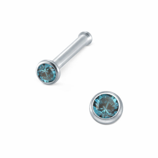 Nasenstecker Edelstahl Kristall blau Ø2 mm