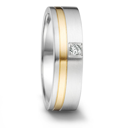 Partnerring Edelstahl, 750/18 K Gelbgold Diamant 0.04 ct, tw-si