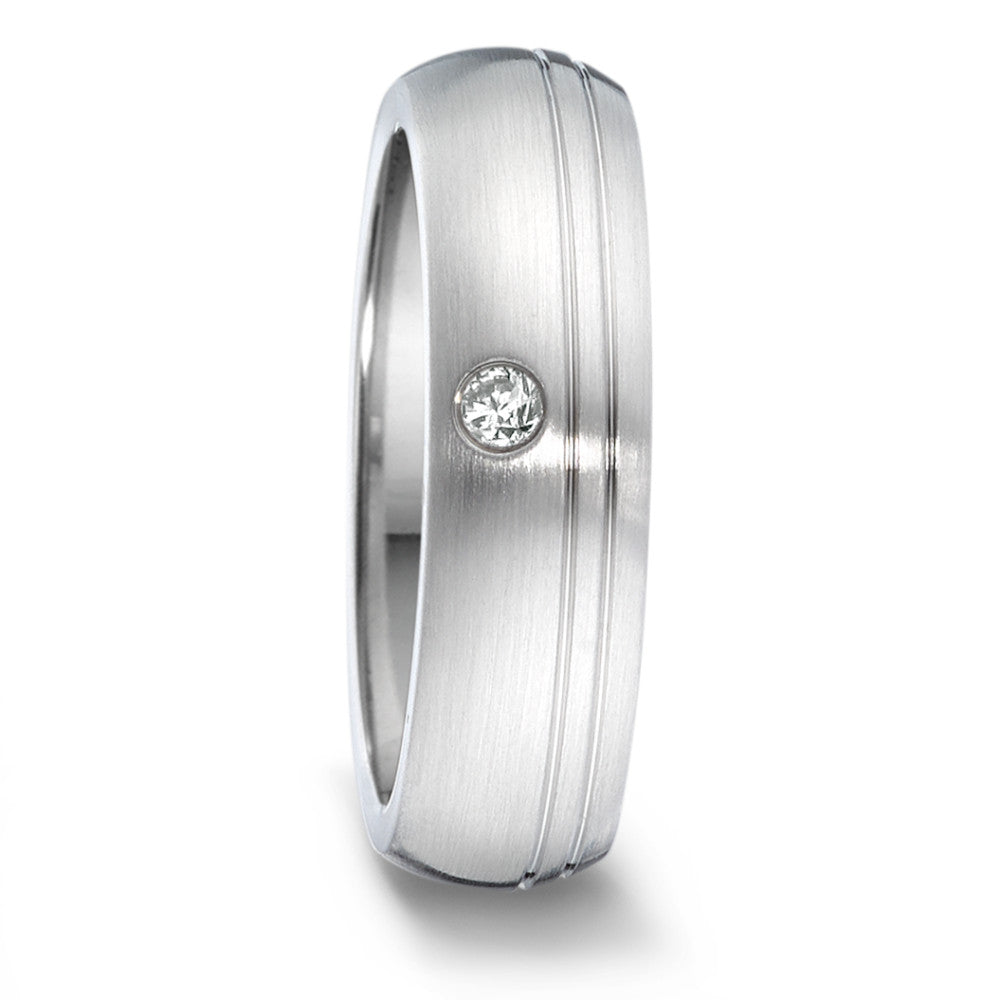 Partnerring Edelstahl Diamant 0.04 ct, tw-si