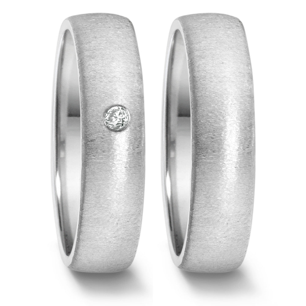 Partnerring Edelstahl Diamant 0.04 ct, tw-si