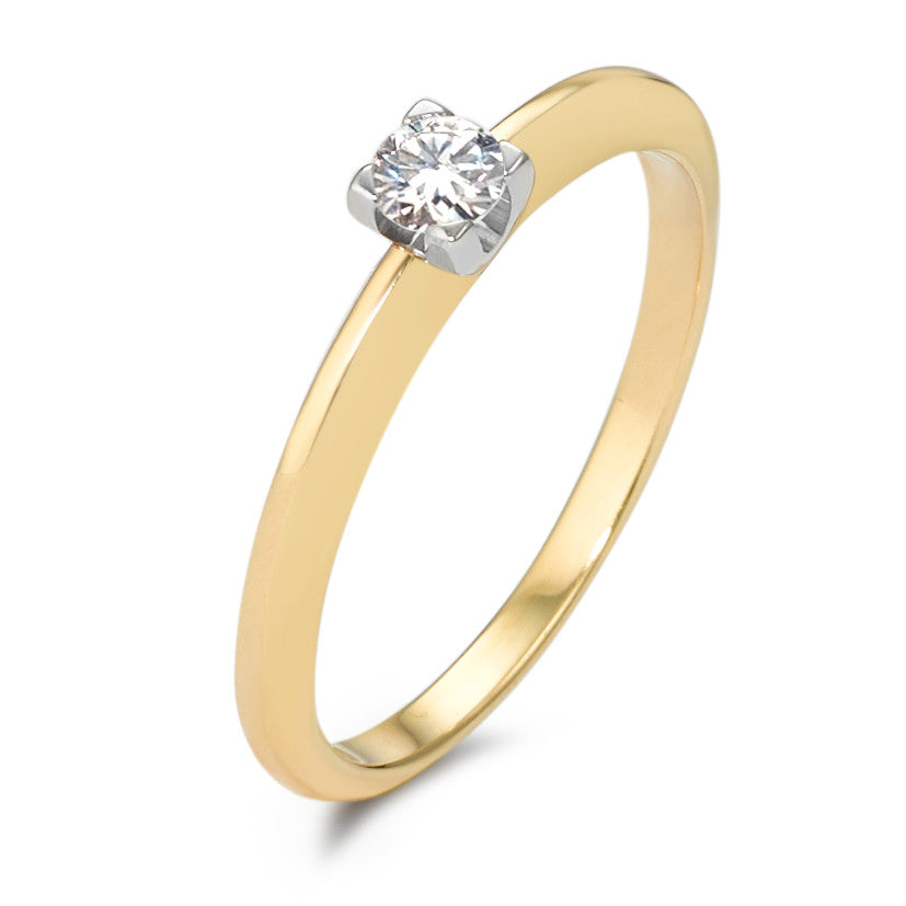 Solitär Ring 750/18 K Gelbgold Diamant 0.20 ct, w-si