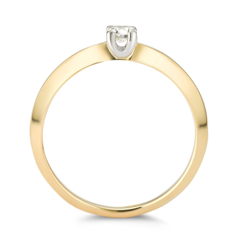 Solitär Ring 750/18 K Gelbgold Diamant 0.20 ct, w-si