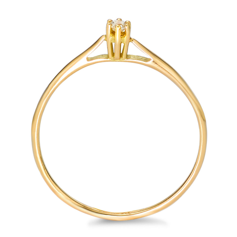 Solitär Ring 750/18 K Gelbgold Diamant 0.05 ct, w-si