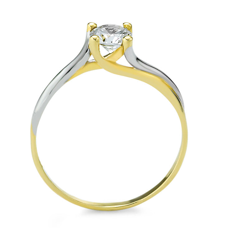 Solitär Ring 375/9 K Gelbgold Zirkonia