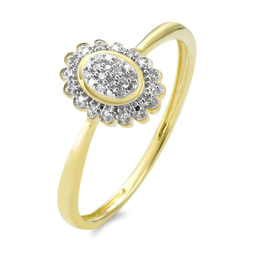 Fingerring 375/9 K Gelbgold Diamant 0.05 ct, 18 Steine, w-si