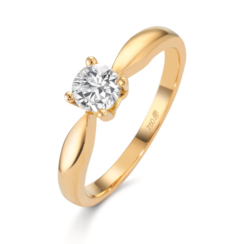 Solitär Ring 750/18 K Gelbgold Diamant 0.40 ct, w-si