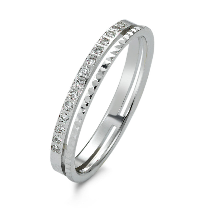 Fingerring 750/18 K Weissgold Diamant 0.10 ct, w-si