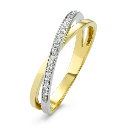 Fingerring 750/18 K Gelbgold, 750/18 K Weissgold Diamant 0.10 ct, w-si