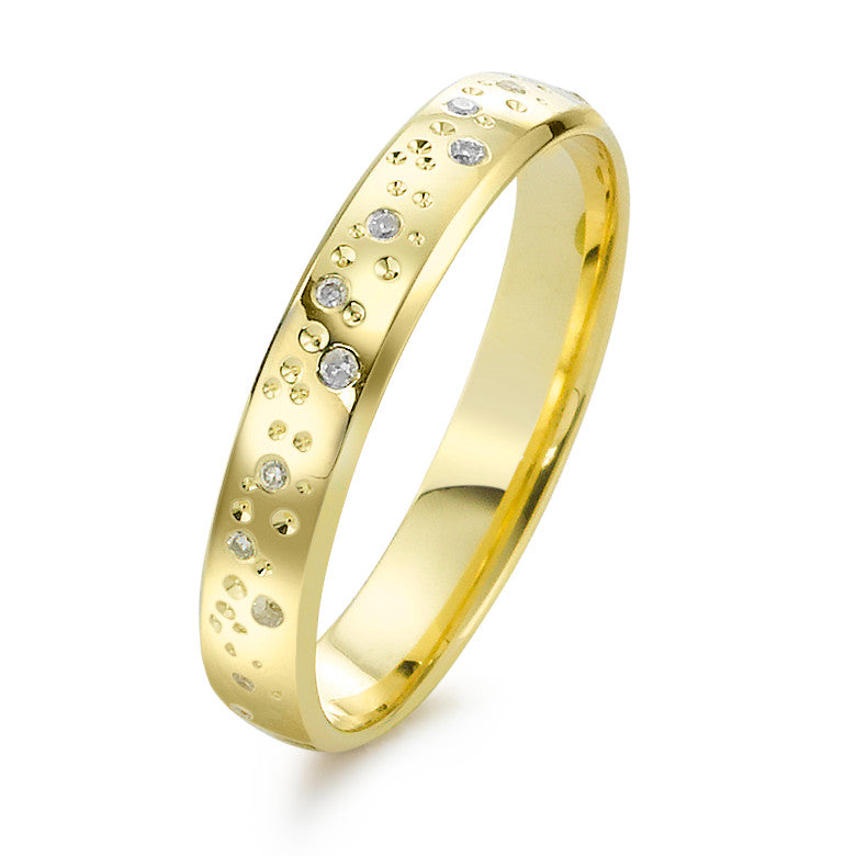 Fingerring 750/18 K Gelbgold Diamant 0.13 ct, 24 Steine, w-si