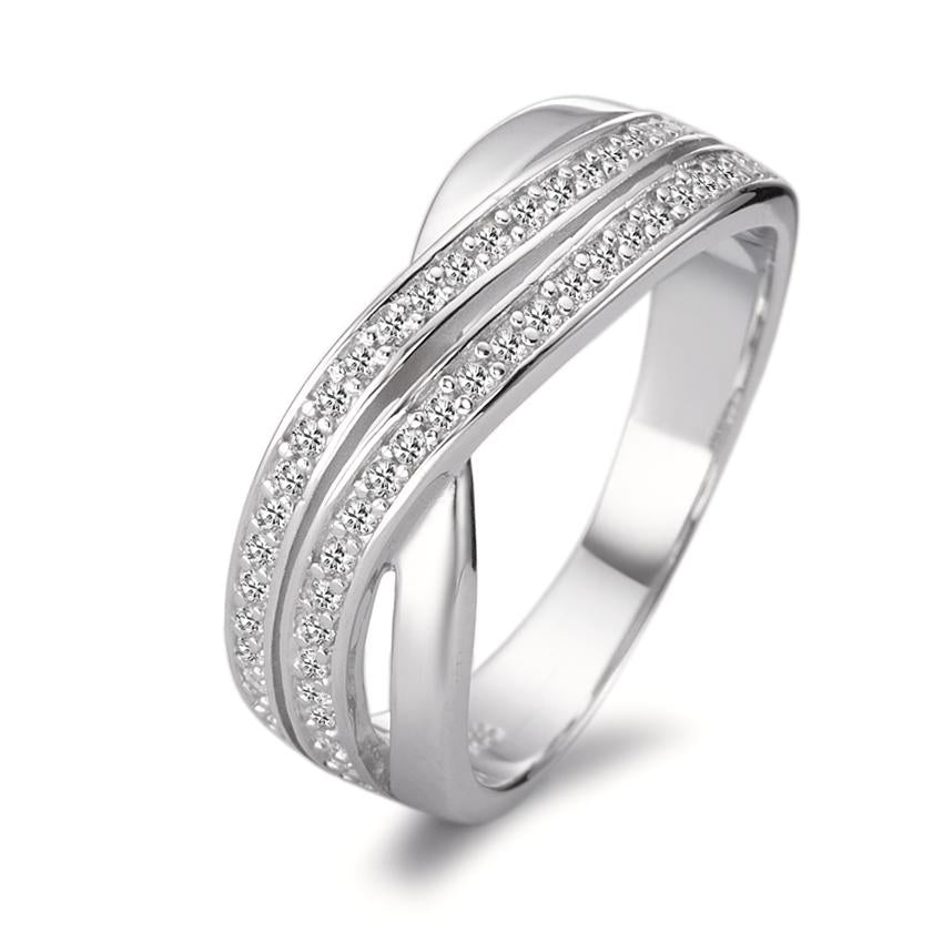 Fingerring Silber Zirkonia rhodiniert