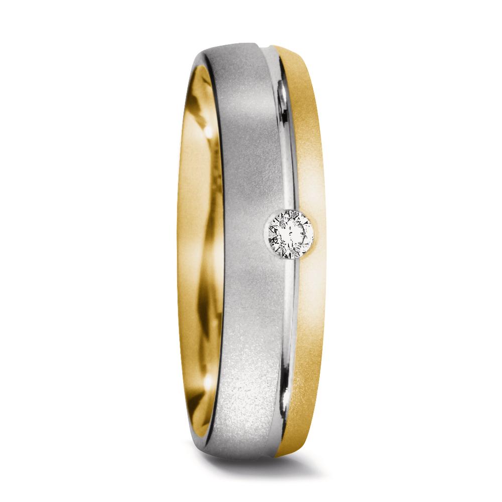 Partnerring 750/18 K Gelbgold, 750/18 K Weissgold Diamant 0.05 ct, tw-si