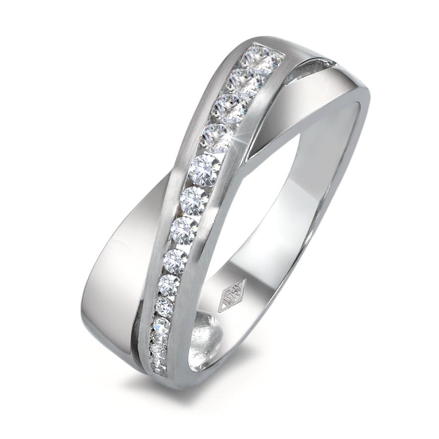 Fingerring 750/18 K Weissgold Zirkonia 15 Steine