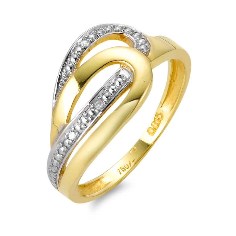 Fingerring 750/18 K Gelbgold Diamant 0.015 ct, 3 Steine, w-pi1