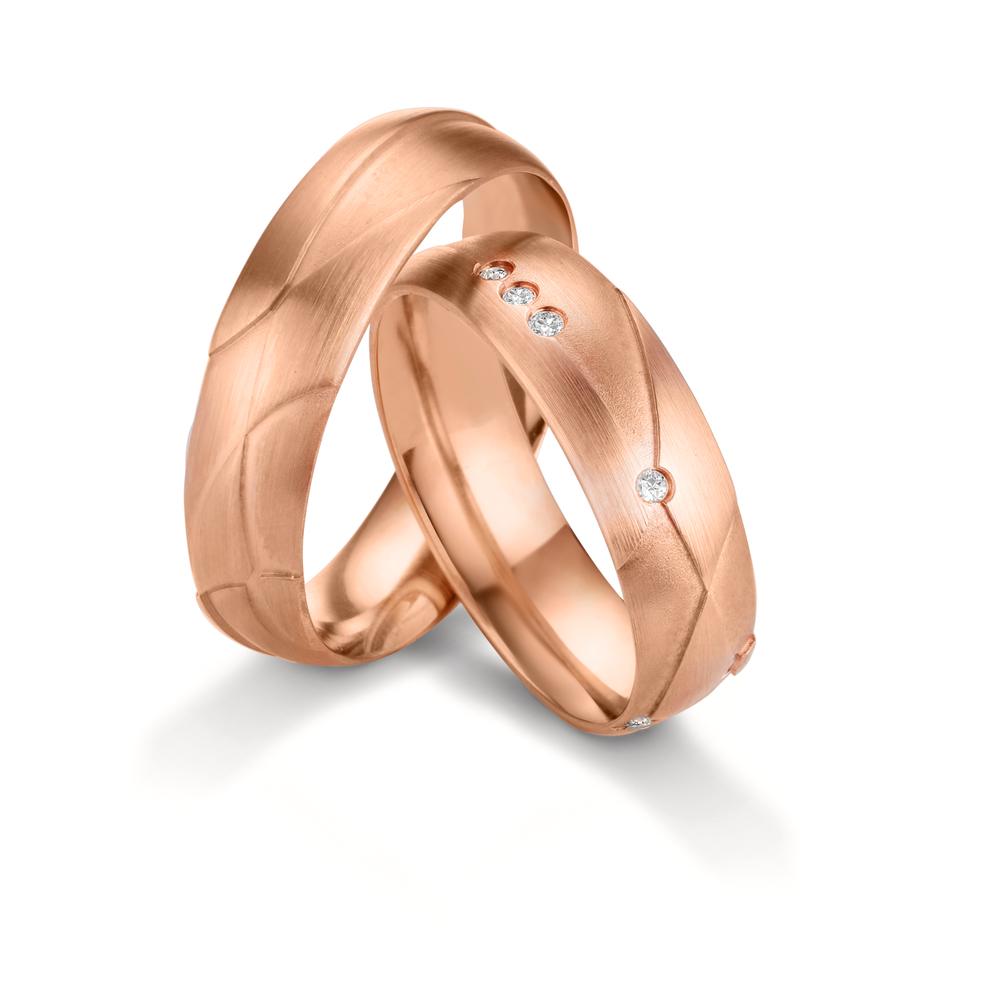 Partnerring 750/18 K Rosegold Diamant 0.06 ct, 6 Steine, tw-si