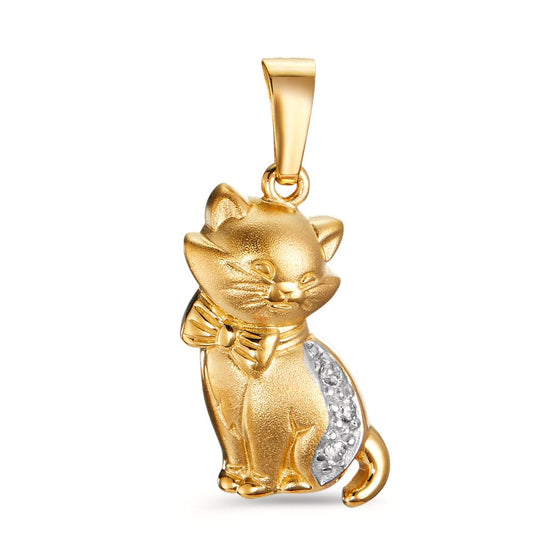 Anhänger 375/9 K Gelbgold Zirkonia Katze