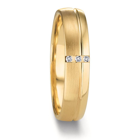 Partnerring 750/18 K Gelbgold Diamant 0.024 ct, 3 Steine, tw-vsi