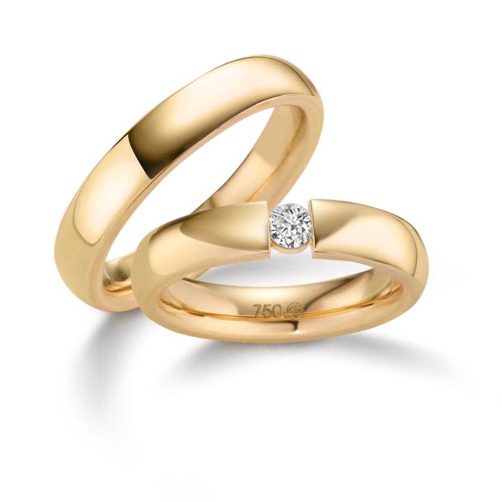 Partnerring 750/18 K Gelbgold Diamant 0.15 ct, tw-vsi