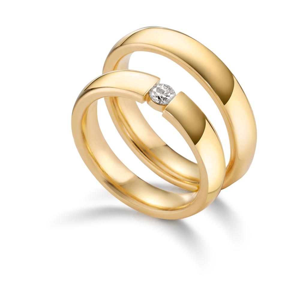 Partnerring 750/18 K Gelbgold Diamant 0.15 ct, tw-vsi