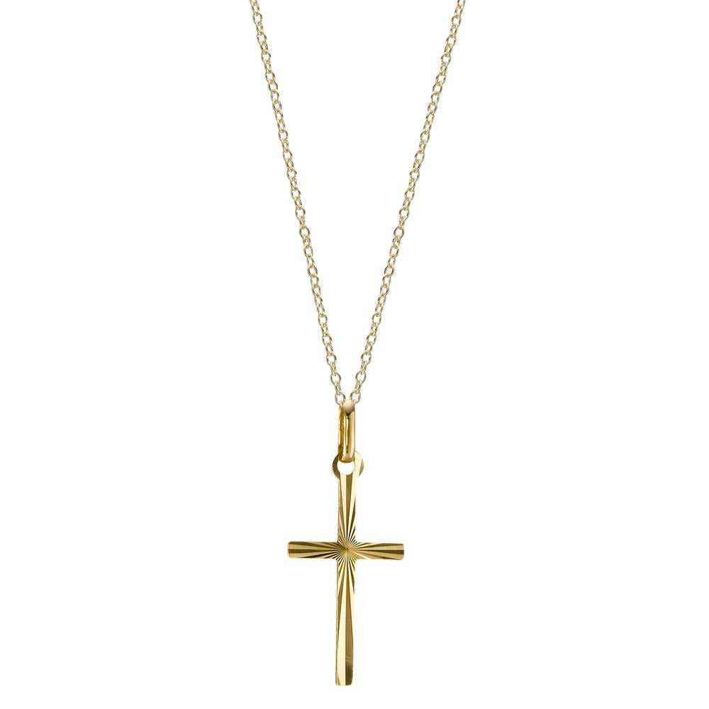 Halskette mit Anhänger 375/9 K Gelbgold Kreuz