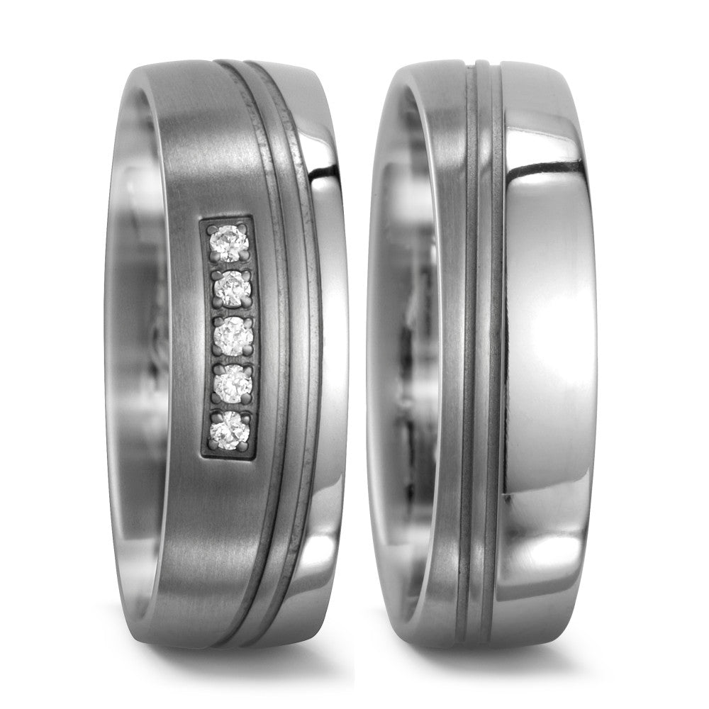 Partnerring Titan Zirkonia 5 Steine