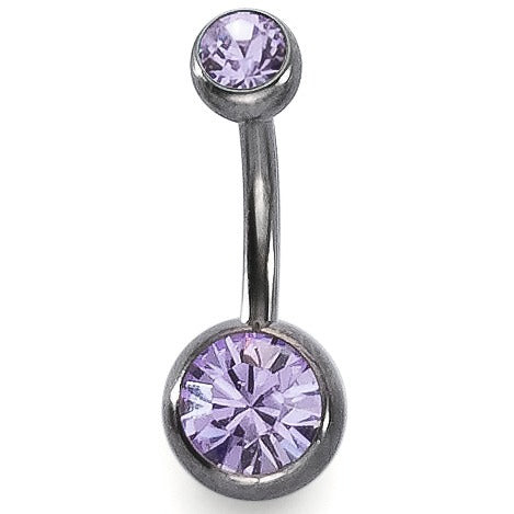 Bauchpiercing Titan Kristall lavendel, 2 Steine