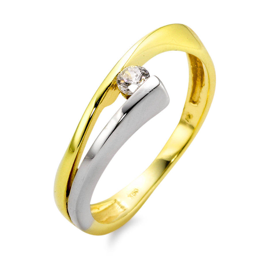 Fingerring 750/18 K Gelbgold, 750/18 K Weissgold Zirkonia