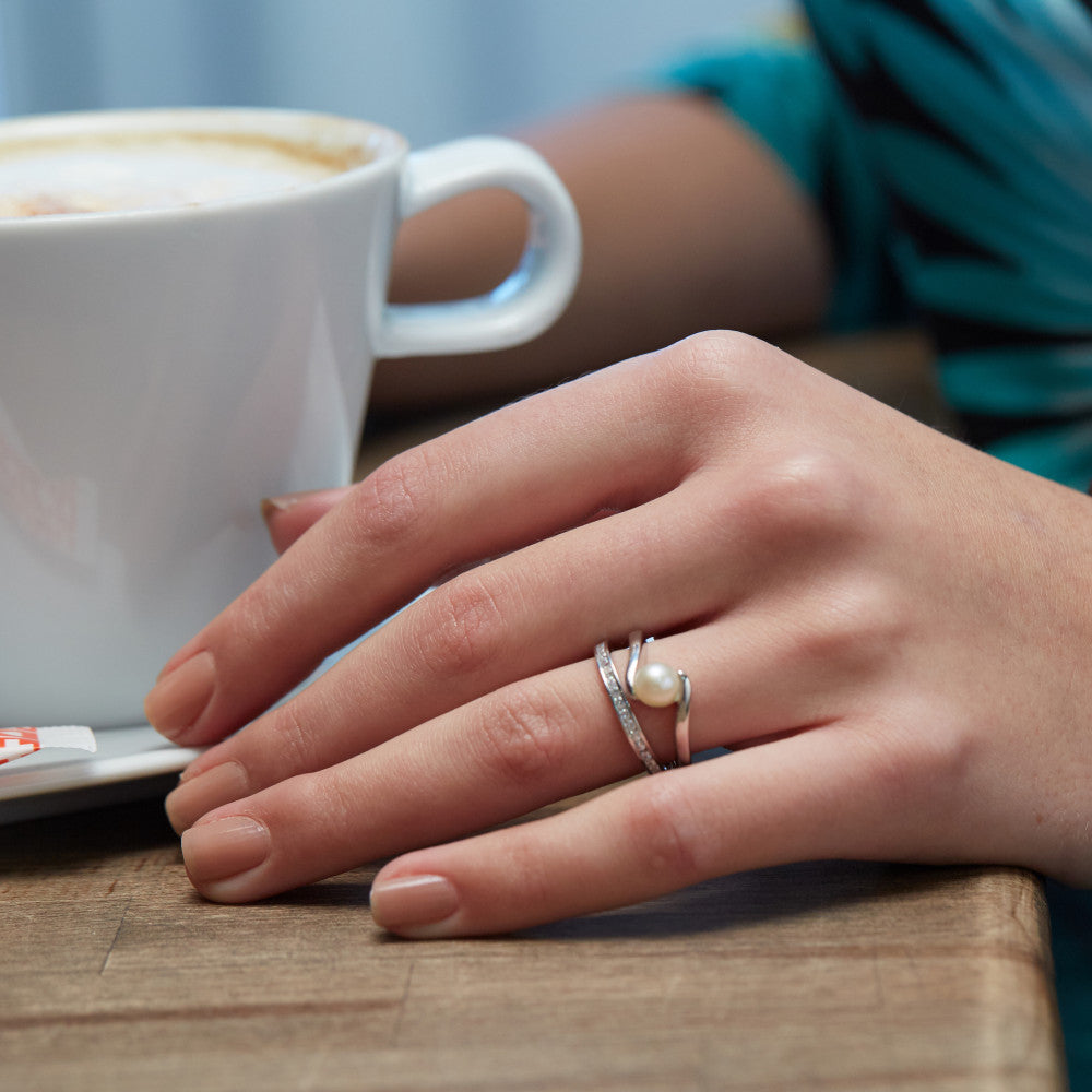 Memory Ring Silber Zirkonia weiss rhodiniert