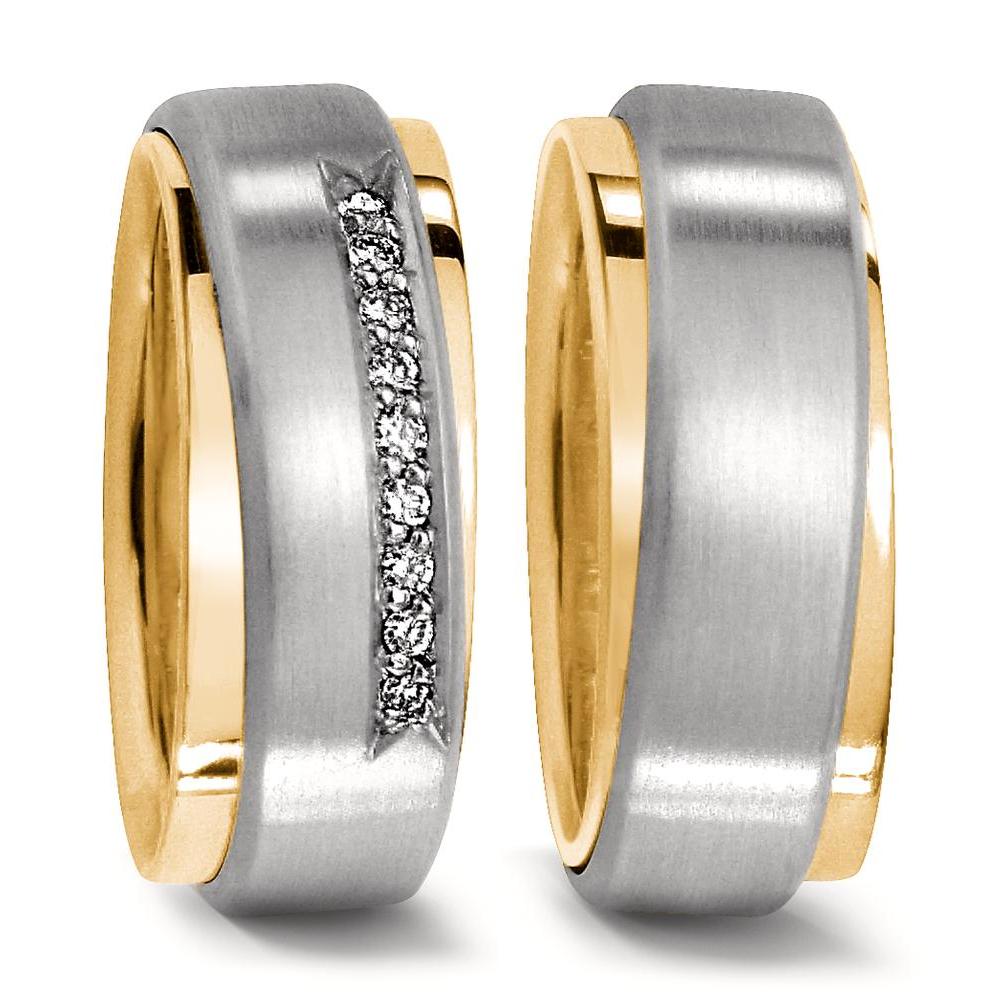 Partnerring 750/18 K Gelbgold, 750/18 K Weissgold