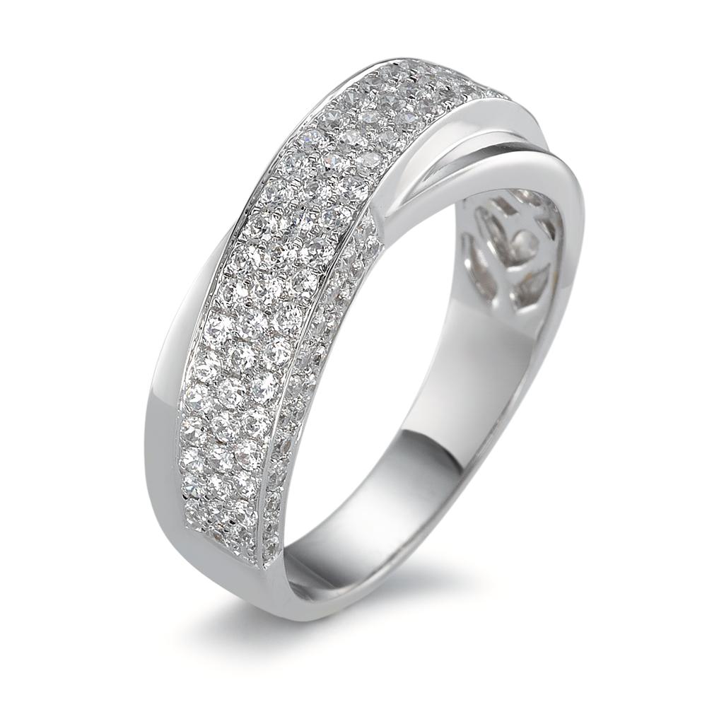 Fingerring Silber Zirkonia weiss rhodiniert