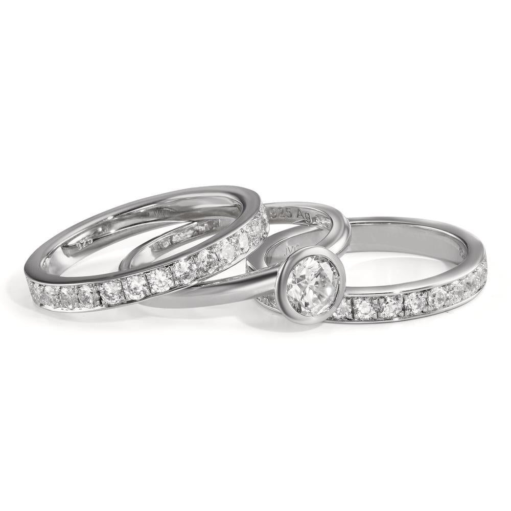 Memory Ring Silber Zirkonia weiss rhodiniert