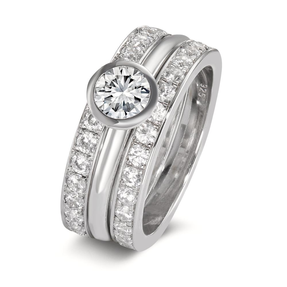 Memory Ring Silber Zirkonia weiss rhodiniert