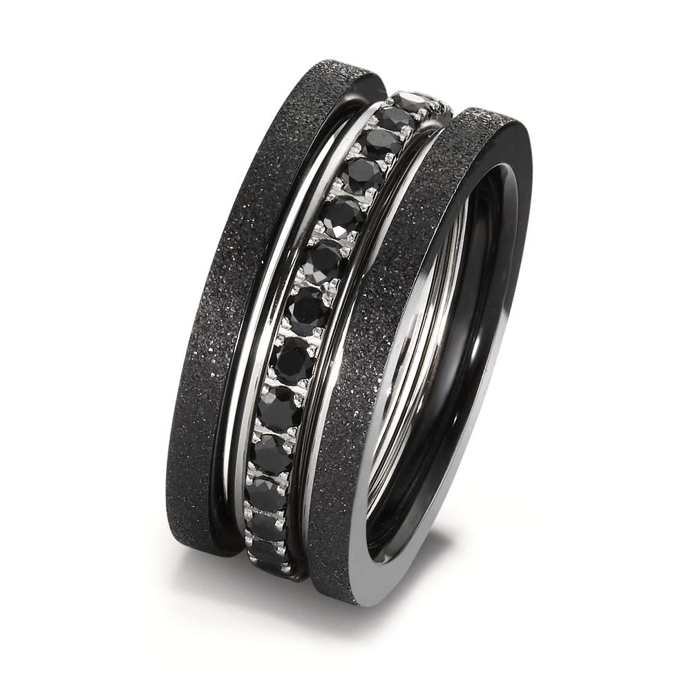 Memory Ring Edelstahl Zirkonia schwarz