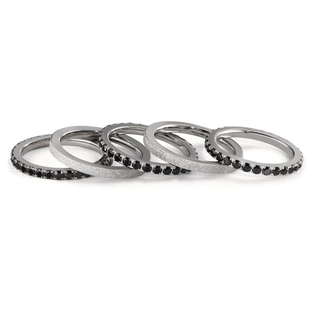 Memory Ring Edelstahl Zirkonia schwarz