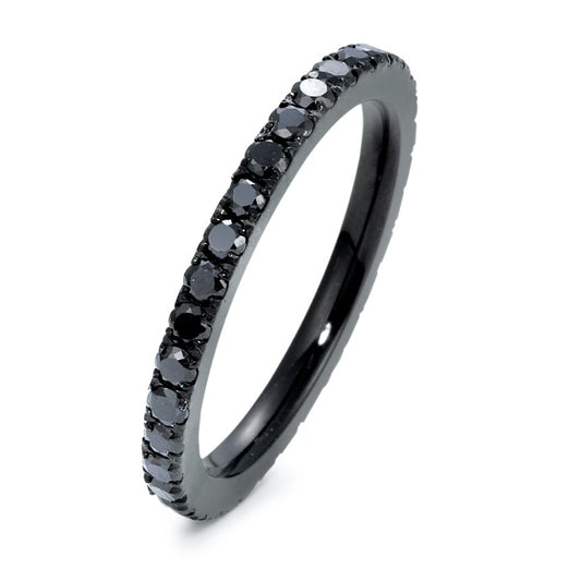 Memory Ring Edelstahl Zirkonia schwarz