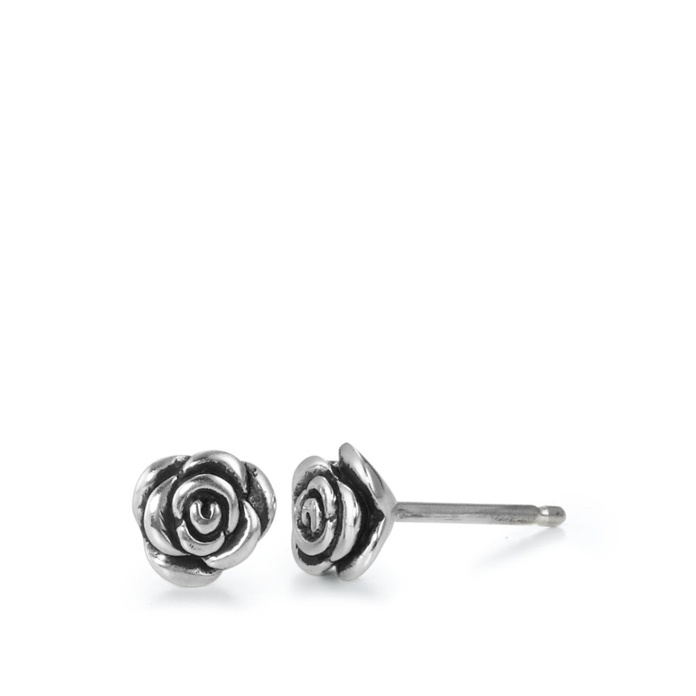 Ohrstecker Silber patiniert Rose Ø6 mm