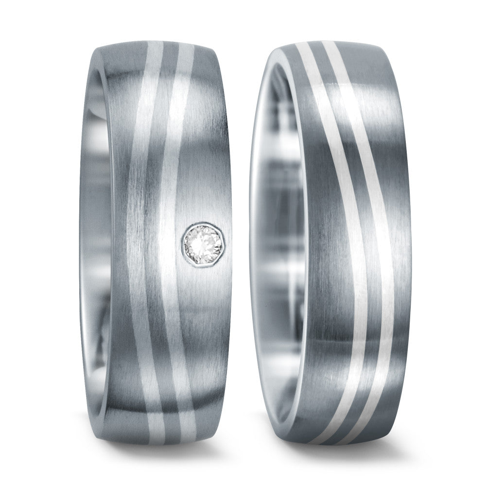 Partnerring Edelstahl, Silber