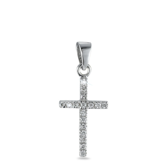 Anhänger 750/18 K Weissgold Diamant weiss, 0.09 ct, 17 Steine, w-si Kreuz