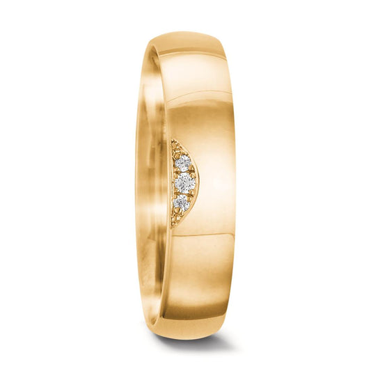 Partnerring 750/18 K Gelbgold Diamant 0.02 ct, 3 Steine, tw-vsi