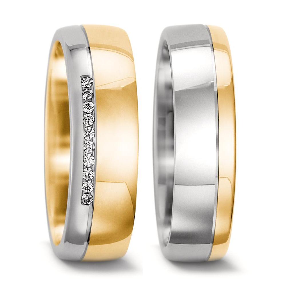 Partnerring 750/18 K Weissgold, 750/18 K Gelbgold