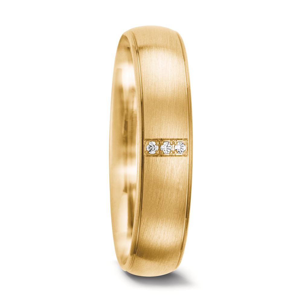 Partnerring 750/18 K Gelbgold Diamant 0.015 ct, 3 Steine, tw-vsi