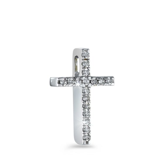 Anhänger 750/18 K Weissgold Diamant weiss, 0.10 ct, 17 Steine, Brillantschliff, w-si Kreuz