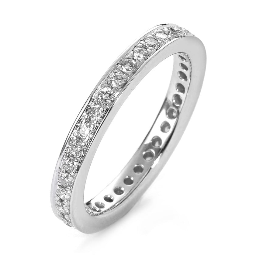 Memory Ring 750/18 K Weissgold Diamant weiss, 0.50 ct, 35 Steine, Brillantschliff, w-si