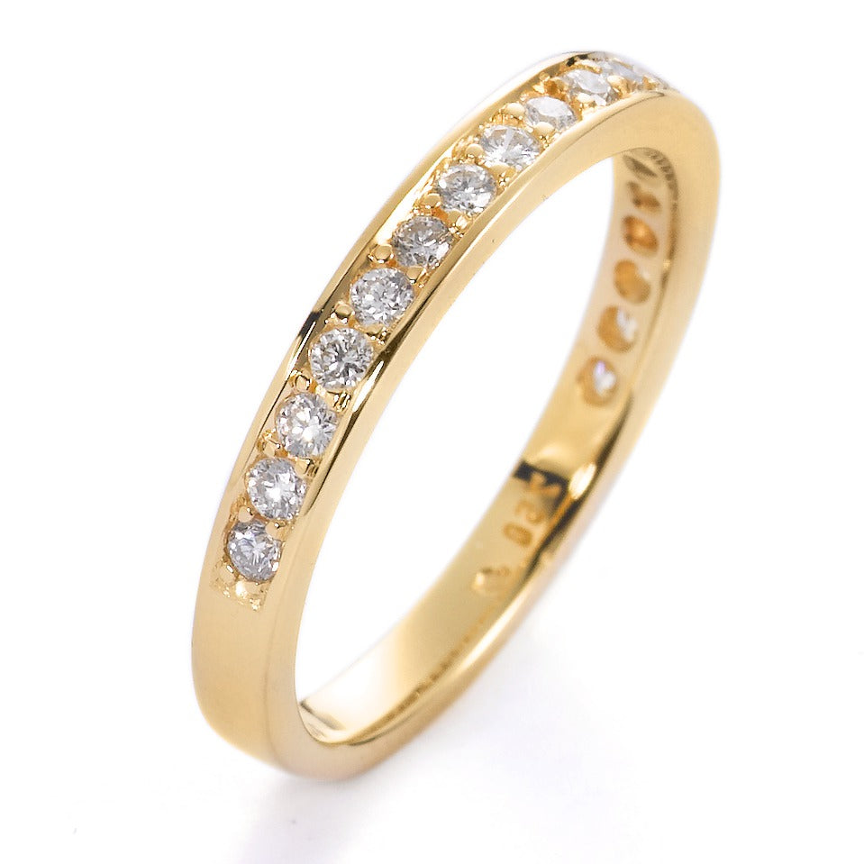 Memory Ring 750/18 K Gelbgold Diamant weiss, 0.33 ct, 19 Steine, Brillantschliff, w-si