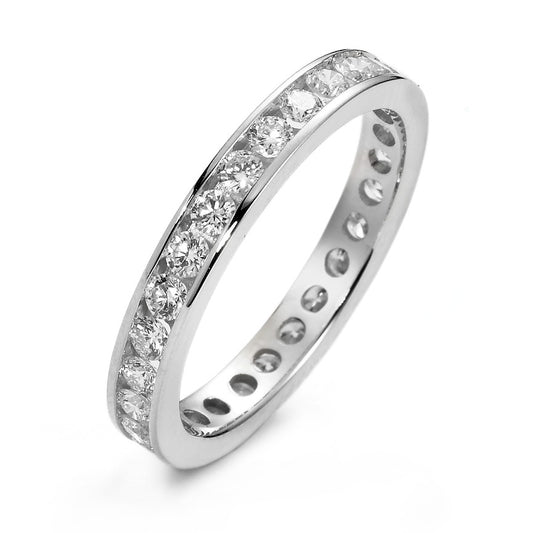 Memory Ring 750/18 K Weissgold Diamant weiss, 1 ct, 28 Steine, Brillantschliff, w-si