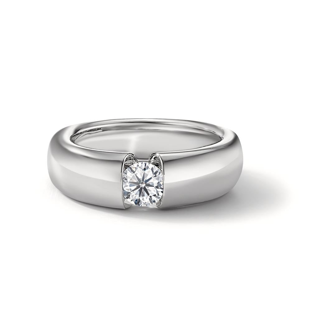 Solitär Ring 750/18 K Weissgold Diamant weiss, 0.50 ct, Brillantschliff, w-si